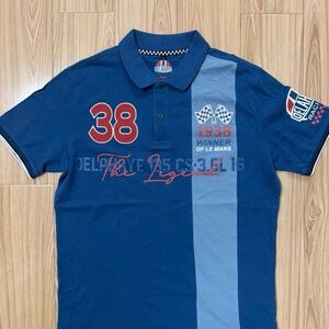 Blue and Gray Racing Polo Shirt